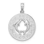 Sterling Silver De-Ani Rhodium-Plated Port Aransas Circle With Dolphins Pendant
