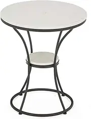 Exquisite C-S-Qing-Desk Marble Coffee Table, Metal Round Side Table Home Balcony Reception Room Reception Desk Bedroom Bedside Table(Size:52 * 52 * 60CM,Color:C)