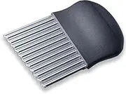 stainless steel crinkle cutting tool, wave potato slicer with black handle -versatile kitchen gadget for perfect potato slices, stylish black design, durable steel construction, essential cutting tool