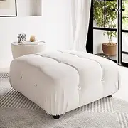 Square Modular Tufted Velvet Ottoman Footstool Sofa Fabric Chaise Seat Bench