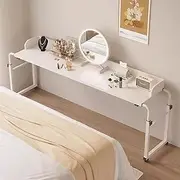 Movable Over Bed Table, Medical Table Height Adjustable 65-95cm with Wheel Tray Sofa Side Bed Laptop Cart for Home Office Hospital(White)