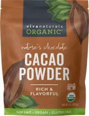 Viva Naturals Organic Cacao Powder, 2Lb - Unsweetened Cocoa Powder with Rich Dar