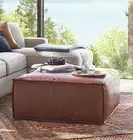 Ottoman Moroccan Square Unstuffed Boho 30'' Footstool Leather Pouffe Wonderful