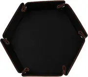 PERSELOSO Hexagon Dice Tray Collapsible Storage Box Leather Dice Tray for Table Games Key Makeup Holder