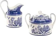 Grace Teaware Bone China Blue Willow Sugar and Creamer Set (2-Piece Set)