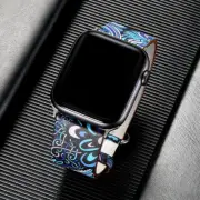 For Apple Watch Series 7 6 5 4 iWatch SE 40 44mm Floral Leather Band Women Strap
