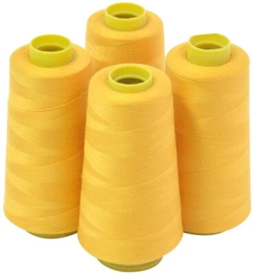 4 Large Gold Color Cones 3000 Y of Polyester Threads for Sewing Quilting Serger