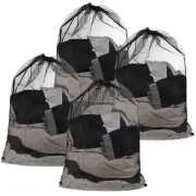 24x36 in Mesh Laundry Bags with Drawstring [4PCS]-Hamper Liner-[Black]