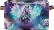 Unicorns Glowing Pink Blue Closet Organizer, Foldable Decorative Storage Box with Handle for Home/office