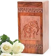 KARYLIZ Elephant Cremation Urns Wooden Urn for Ashes Adult Female - Cremation Urns for Adult Ashes Men - Urns Human Ashes for Love Large Urns - Memorial Urns Ashes 8 Inch