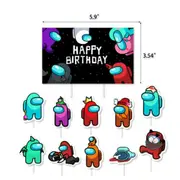 1 Big Pcs Cake Topper 10 Cupcake Topper Among Us Party Supplies Kids Birthday Decoration