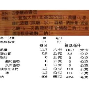 統一四季釀造醬油870ml毫升 x 1【家樂福】