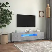 TV Cabinet, Entertainment Unit TV Stand TV Unit TV Cabinet with LED Lights Concrete Grey 160x35x40 cm