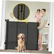 Reinforced 42” Extra Tall Retractable Baby Gates with Rods, Extends up to 60”