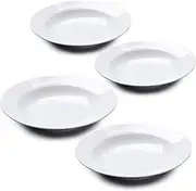 [WM Bartleet & Sons 1750] TSET130 Traditional Set of 4 Porcelain Individual Soup, Cereal, Rice, Noodle, Salad Bowls with Rim 22cm – White