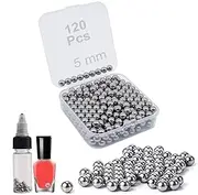 120 pcs Paint Mixing Balls, Stainless Steel Mixing Agitator Balls for Mixing Model Paints, Bearing Steel Balls, Nail Polish Mixing Agitator Balls, 5mm