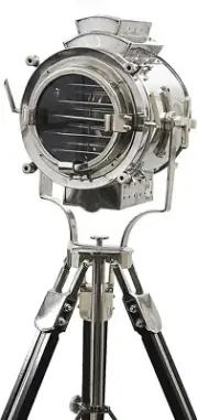 Vintage Modern Collectible Chrome Searchlight Home Black Screw Tripod Nautical