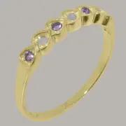 Solid 14k Yellow Gold Natural Opal & Amethyst Womens Eternity Ring