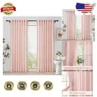 Stylish Light Filtering Pink Linen Curtains 2 Panels, 84" Long for Living Spaces