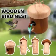 Wooden Bird Nest Cage Hummingbird Feeder Hanging Garden Home Decoration House AU