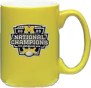 Heritage Pewter Pewter Michigan Wolverines 2023 CFP National Champions 15 Ounce Coffee Mug | Yellow Mug for Coffee, Beverages | Intricately Crafted Metal Pewter Alma Mater Inlay