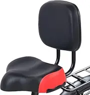 Bike Seat with Backrest Wide Saddle Ergonomic PU Leather Soft Cushion Shock Absorbing Comfort for Mountain Road Cycling Exercise, Comfortable Riding Accessory, 11.81 x 9.45 inches