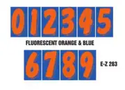 Car Dealer Window Stickers 7 1/2 Inch Numbers Orange / Blue 12 Packs