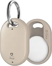iFace First Class AirTag Case with Key Ring - Secure Clip-On Scratch Resistant Protective Hybrid Keychain Holder/Hard Cover for Air Tag GPS Tracker - Café Latte
