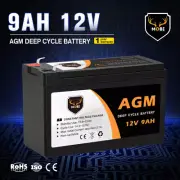 MOBI 12V 9AH AGM Deep Cycle Battery Charge Batteries Dual Solar Power UPS