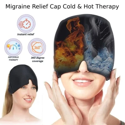 Cool Relief Soft Gel Migraine Ice Head Wrap Cap, Ice Pack for Headache Relief US