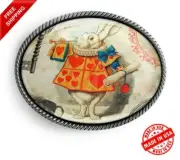 White Rabbit Belt Buckle - Handmade Alice in Wonderland Accessory - 739