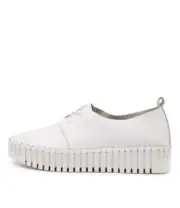 New Django & Juliette Brenda White Leather Womens Shoes Casual Sneakers Casual