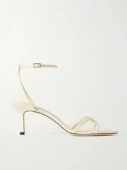 [Jimmy Choo] Jimmy Choo - Leo 65 Croc-effect Leather Sandals - Cream - IT38 IT 38 Cream