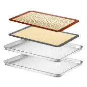Baking Sheet with Silicone Mat Set, Set of 4 (2 Sheets + 2 Mats), Stainless S...