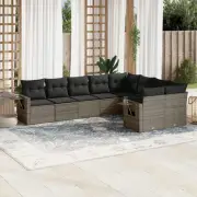 9 Piece Garden Sofa Set Grey Modular Outdoor Furniture Cushions Storage 52977