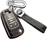 ontto Car Key fob Cover Fit for Opel Vauxhall Astra Insignia Vectra Corsa Zafira Chevy Buick Holden 4 Buttons Soft TPU Smart Flip Key case Key Shell Key Holder Keychain Accessories Black