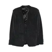 [Reveres 1949] Reveres 1949 Lurex-detail Single-breasted Blazer 46 IT BLACK