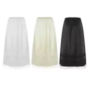 Half Slip Long Underskirt Womens Elastic Waist Lace Half Slips for Under Dresses