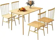 Luxsuite 5pcs Dining Table & Chairs Set Mid Century Style Wooden Chairs Spindle Back Kitchen Dining Room Chairs Oak