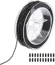 uxcell 10m/32.8ft Beaded Ball Chain, 2mm Stainless Steel Pull Chain Extension with 20 Pcs Connectors for Tag Chain, Keychain Rings, DIY Crafts, Black