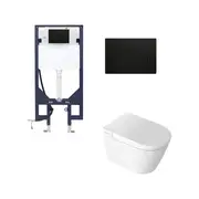 Zumi Novus Wall Hung Smart Toilet With Stainless Steel Gun Metal Flush Plate WELS 3 Star 6.3L/Full