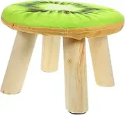 WEKAMOS Solid Wood Stool with Sponge Cushion Cartoon Design Home Decor Easy to Clean for Kitchen Bathroom and Play Areas Supports Up