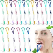 Yinkin 18 Pcs Tongue Scraper for Adults, Tongue Scraper Cleaner, Oral Care Brush for Reducing Bad Breath Adults Healthy Oral Care Tools Easy to Use