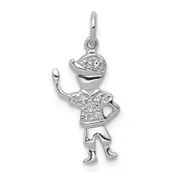 14k White Gold Real Diamond Boy Charm