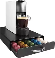 ACA Trading Metal Coffee Pod Holder Storage Drawer for Nespresso Pods,
