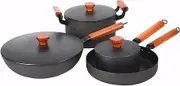 Cookware Set Pots and Pans Set 4pcs Cookware Set Soup Pot Frying Pan Wok Milk Pan Kitchen Cooking Pot Set Induction Cooker Non-Stick Pan Saucepan Cooking Pot Set Cooking Pan Set (4)