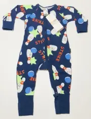 Bonds Wondersuit Zippy Zip Navy Bowling Print Romper Baby BNWT - Size 00