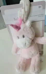 Infant Girls Kelly Baby Pink Plush Unicorn Rattle Pram Toy 0+