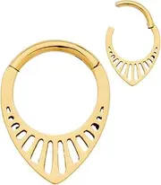 [Pierced Koala] 2PCS Titanium Implant Grade 16G Tear Drop Septum jewellery Hinged Segment Ring Body Piercing Nose Hoop Lip Clicker Tragus Daith Eyebrow Ring Helix Cartilage Rook Earrings