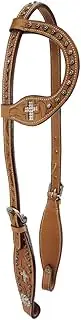 Tahoe Tack Show Crystal Cross Hand-Tooled Western Slip Ear Headstall- Multiple